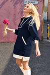 Wenrine Womens Navy Sweatshirt Dresses