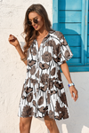 Wenrine Womens Brown Floral Shirt Dresses