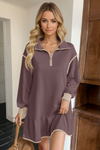 Wenrine Womens Brown Oversized Sweatshirt Dresses