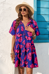 Wenrine Womens Navy Floral Shirt Dresses