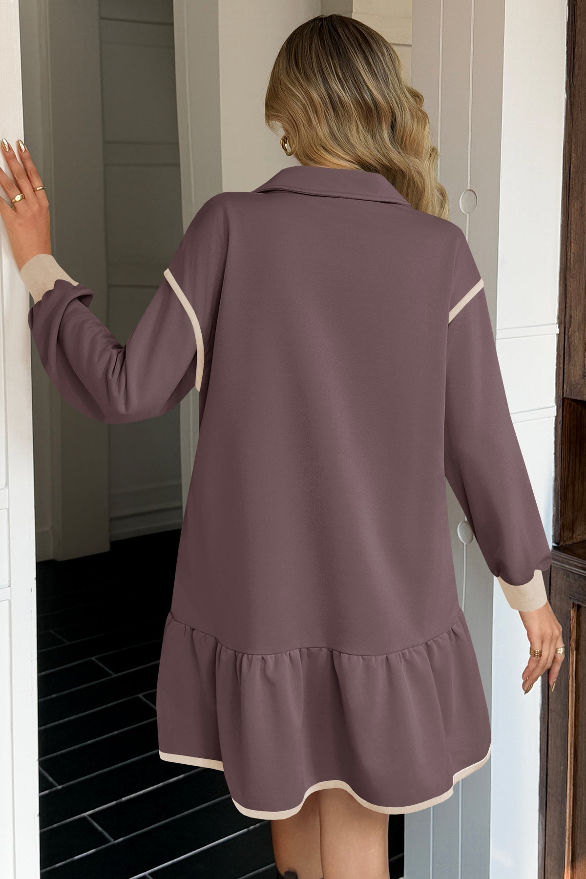 Wenrine Womens Brown Oversized Sweatshirt Dresses