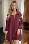 Wenrine Womens Burgundy Oversized Sweatshirt Dresses