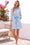 Wenrine Womens Blue Striped Button Down Mini Shirt Dress