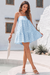 Wenrine Womens Blue Plaid Mini Sundress