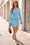 Wenrine Womens Blue V Neck Ruffle 2 Piece Outfits