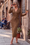 Wenrine Womens Brown Sweater Midi Dress