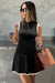 Wenrine Womens Black Knit Pleated Ribbed Sweater Dress