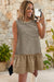 Wenrine Womens Khaki Striped Tank Mini Shirt Dress