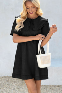 Wenrine Womens Black Peter Pan Collar Jean Dresses
