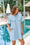 Wenrine Womens Light Blue Peter Pan Collar Jean Dresses
