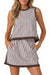 Wenrine Womens Coffee Gingham Tank Skirt Set