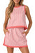 Wenrine Womens Dark Pink Gingham Tank Skirt Set
