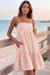 Wenrine Womens Pink Summer Striped Mini Dress