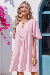 Wenrine Womens Pink Flutter V Neck  Mini Dress