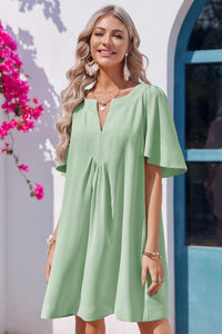 Wenrine Womens Green Flutter V Neck  Mini Dress