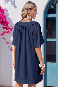 Wenrine Womens Navy Flutter V Neck  Mini Dress