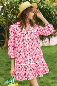 Wenrine Womens Pink Floral  Boho Beach Sundress