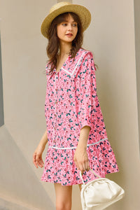 Wenrine Womens Pink Floral  Boho Beach Sundress