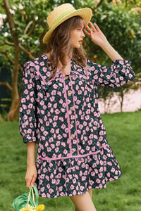 Wenrine Womens Black Floral  Boho Beach Sundress