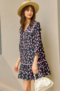 Wenrine Womens Black Floral  Boho Beach Sundress