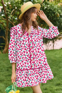 Wenrine Womens Rose Red Floral  Boho Beach Sundress