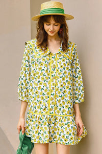 Wenrine Womens Yellow Floral  Boho Beach Sundress