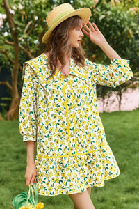 Wenrine Womens Yellow Floral  Boho Beach Sundress