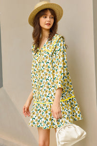 Wenrine Womens Yellow Floral  Boho Beach Sundress