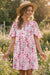 Wenrine Womens Pink Flutter Floral V Neck Mini Dress
