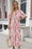 Wenrine Womens Pink Flutter Floral Side Slit Pleated Maxi Dress