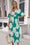 Wenrine Womens Green Flutter Floral Side Slit Pleated Maxi Dress