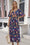 Wenrine Womens Navy Flutter Floral Side Slit Pleated Maxi Dress