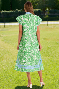 Wenrine Womens Olive Drab Color Block Side Slit Beach Dress