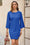 Wenrine Womens Royal Blue Slit Loose Shift T Shirt Dress