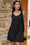 Wenrine Womens Black Loose Sunresses Tank Mini Dress