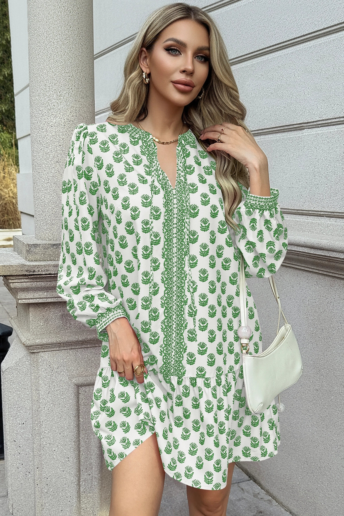 Wenrine Womens White Boho Babydol Mini Dress