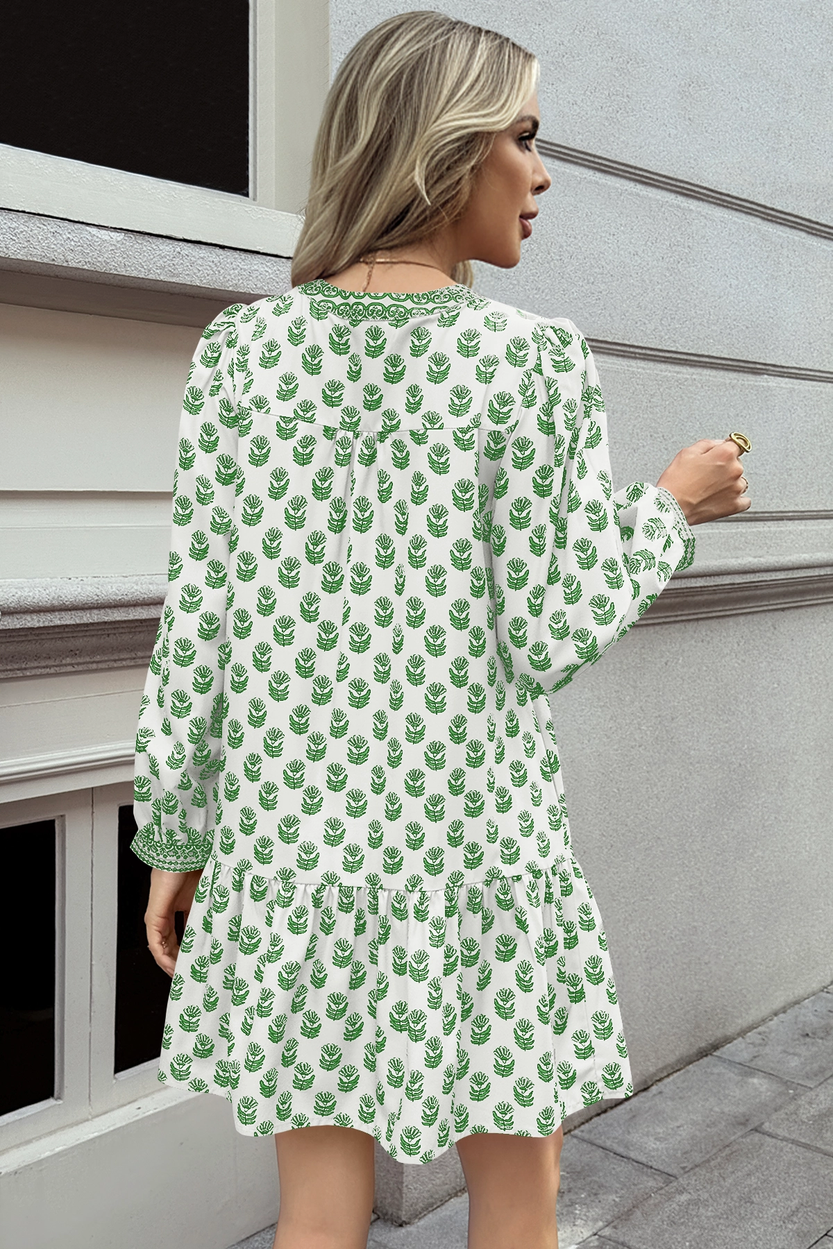 Wenrine Womens White Boho Babydol Mini Dress