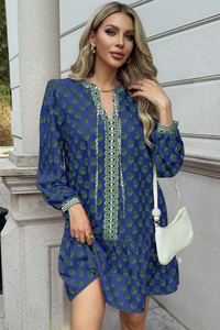 Wenrine Womens Navy Boho Babydol Mini Dress