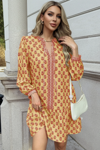 Wenrine Womens Yellow Boho Babydol Mini Dress