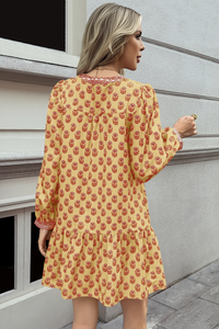 Wenrine Womens Yellow Boho Babydol Mini Dress