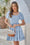 Wenrine Womens Blue Smocked Off Shoulder Ruffle Babydoll Dress