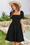 Wenrine Womens Black Smocked Off Shoulder Ruffle Babydoll Dress