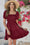 Wenrine Womens Burgundy Smocked Off Shoulder Ruffle Babydoll Dress