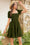 Wenrine Womens Army Green Smocked Off Shoulder Ruffle Babydoll Dress