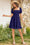 Wenrine Womens Navy Smocked Off Shoulder Ruffle Babydoll Dress