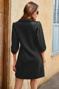 Wenrine Womens Black 3/4 Sleeve Mini Dress