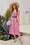 Wenrine Womens Pink Floral Tie Shoulder Smocked Midi Dress