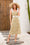 Wenrine Womens Khaki Floral Tie Shoulder Smocked Midi Dress