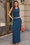 Wenrine Womens Blue Ruched Tank Tops Maxi Long Skirts Sets