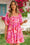 Wenrine Womens Pink Floral High Waisted Babydoll Dresses
